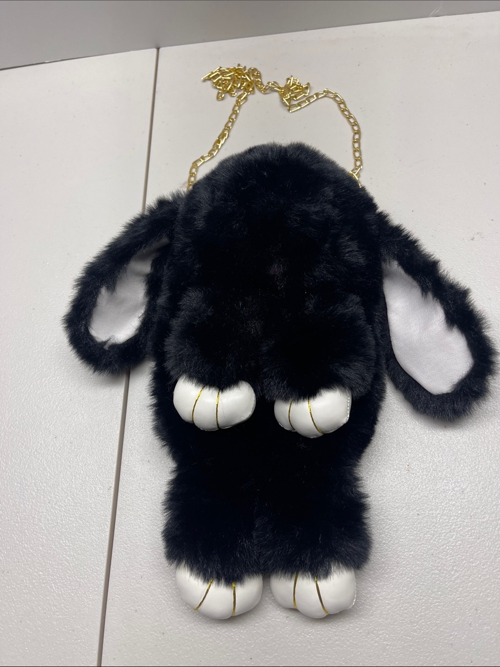 Soft Black furry Bunny Rabbit purse Bookbag.